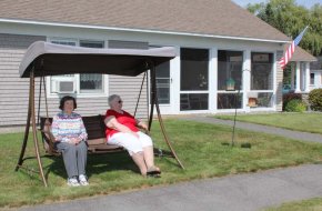 Our Residents enjoy sitting and visiting on our shaded swings